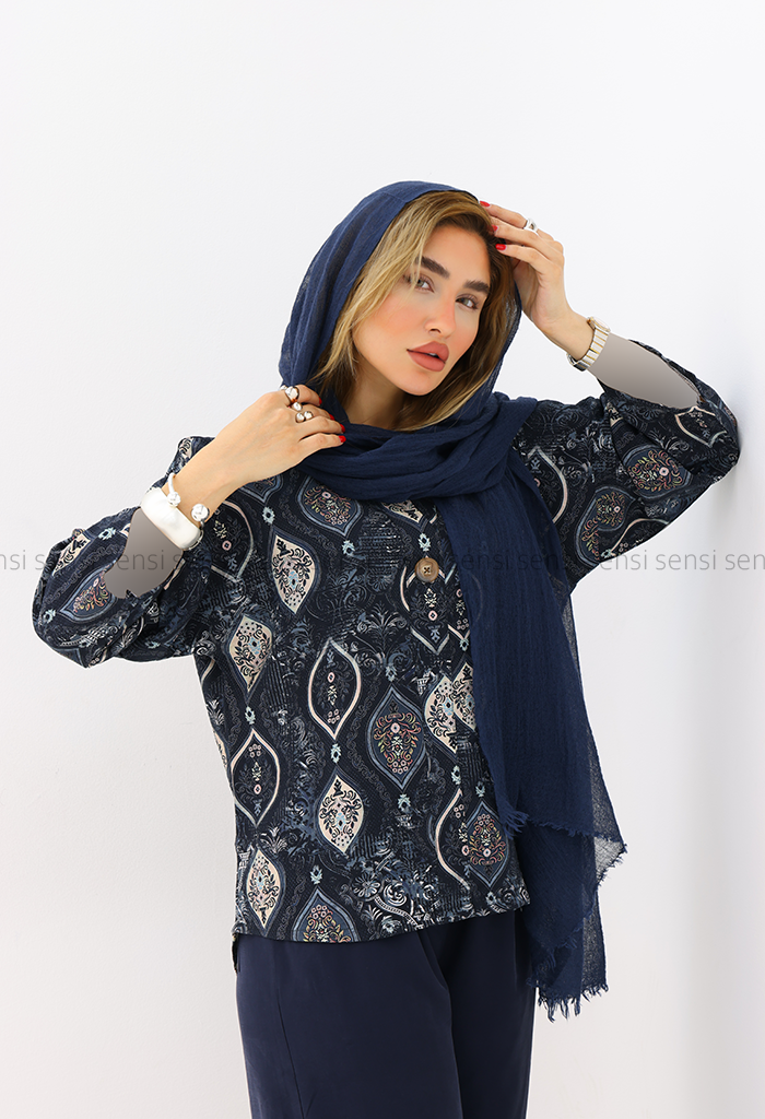 شومیز زنانه جلوبسته طرح دار کد1006121